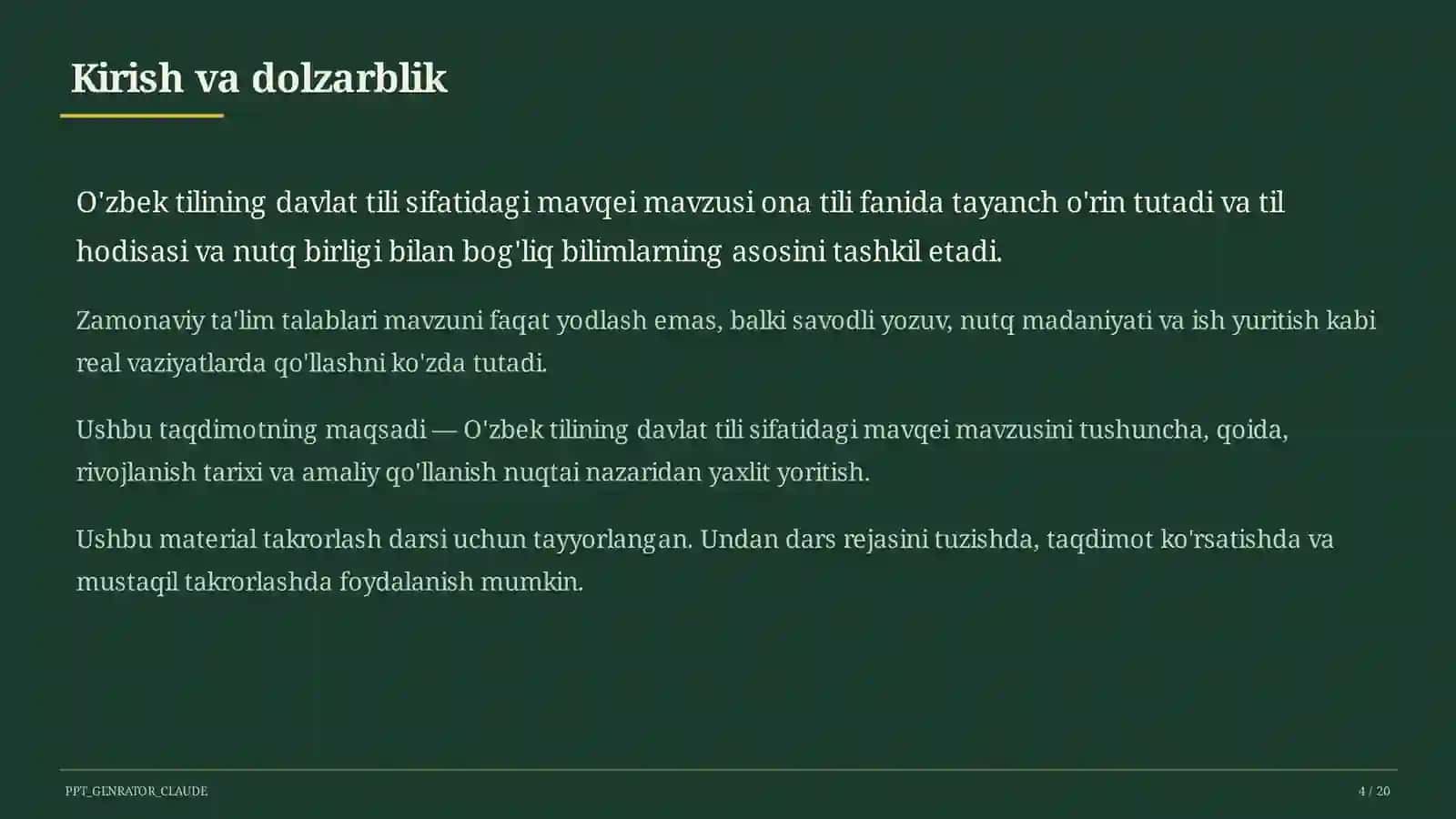 O'zbek tilining davlat tili sifatidagi mavqei (11-sinf) 4