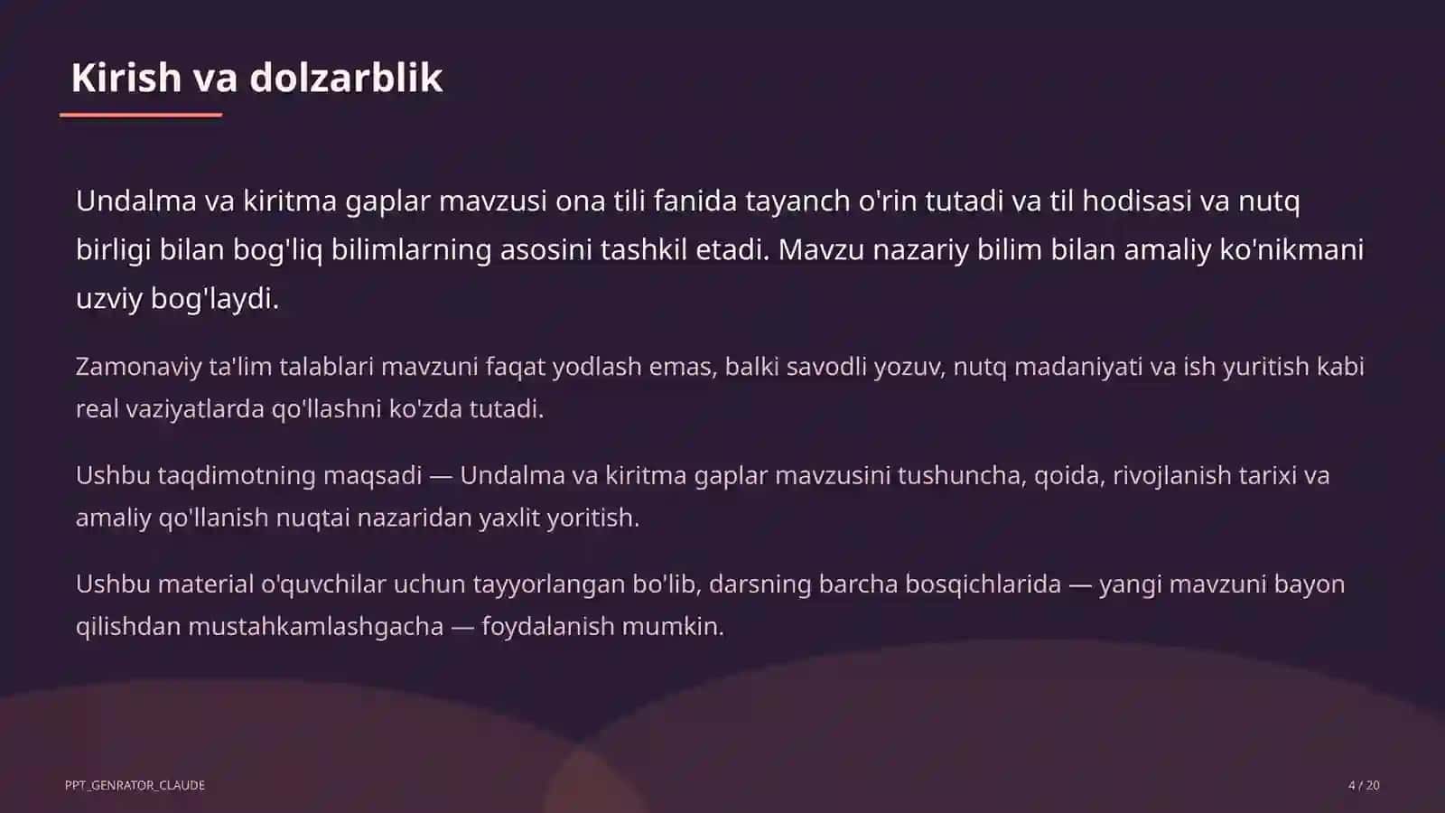 Undalma va kiritma gaplar (8-sinf) 4