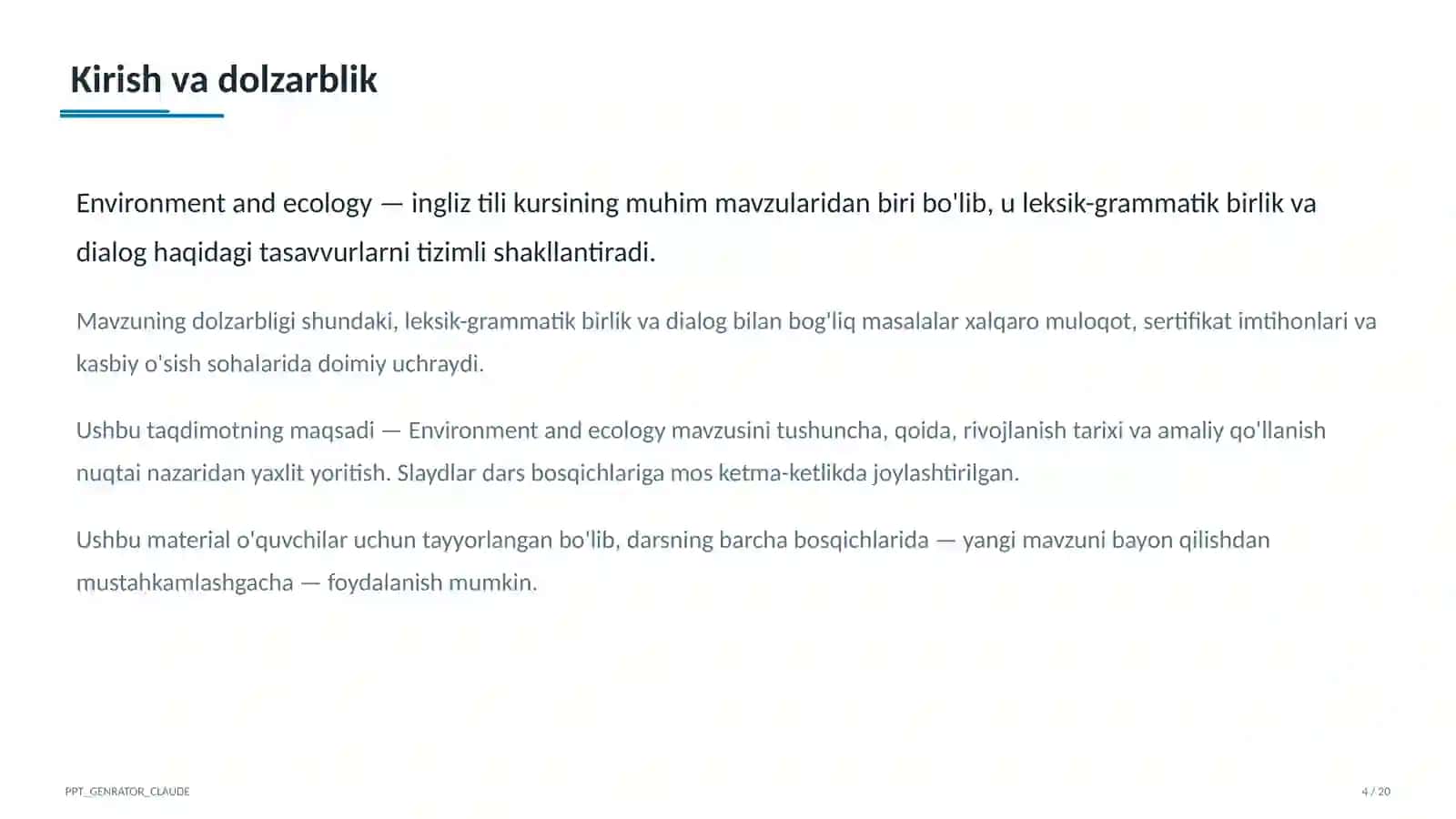 Environment and ecology (9-sinf) 4