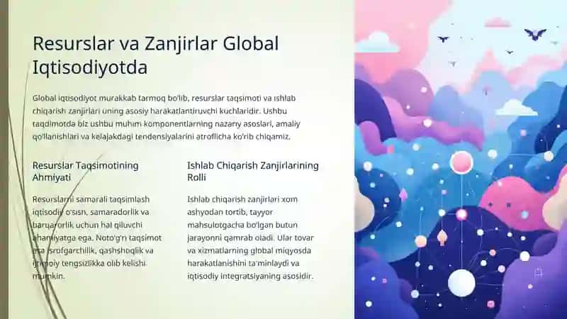 Tarmoqlar o‘rtasidagi resurs taqsimoti va ishlab chiqarish zanjirlarini o‘rganish 4