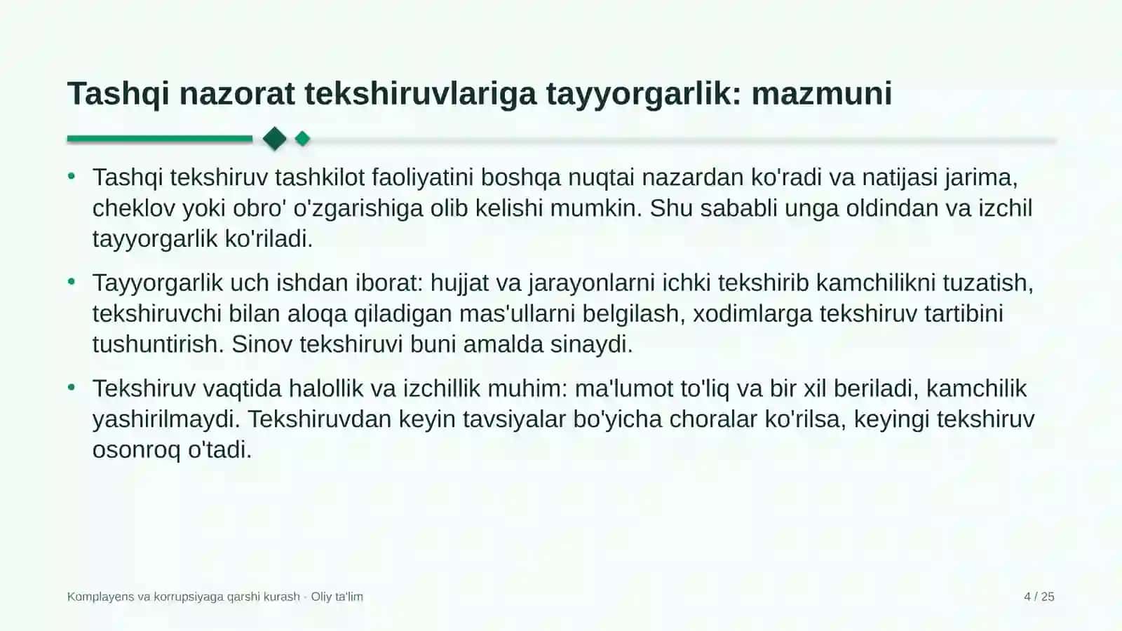 yaylov chorvachiligida komplayens bo'yicha tashqi nazorat tekshiruvlariga tayyorgarlik 1958 4