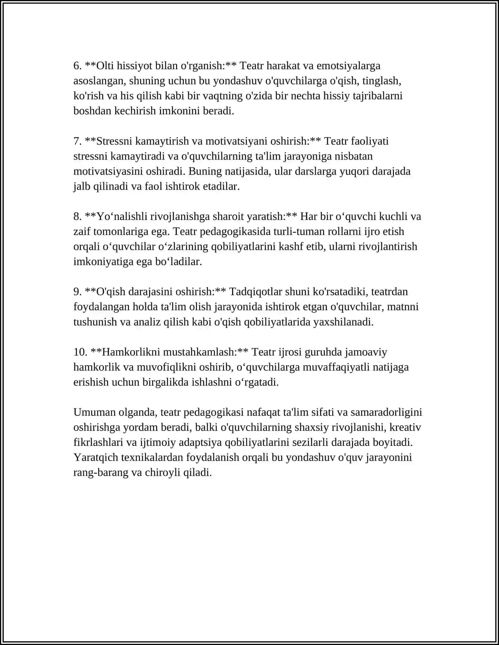 TA'LIM TARBIYA JARAYONINI SAMARADORLIGINI OSHIRISHDA TEATR PEDAGOGIKASINING AHAMIYATI 4