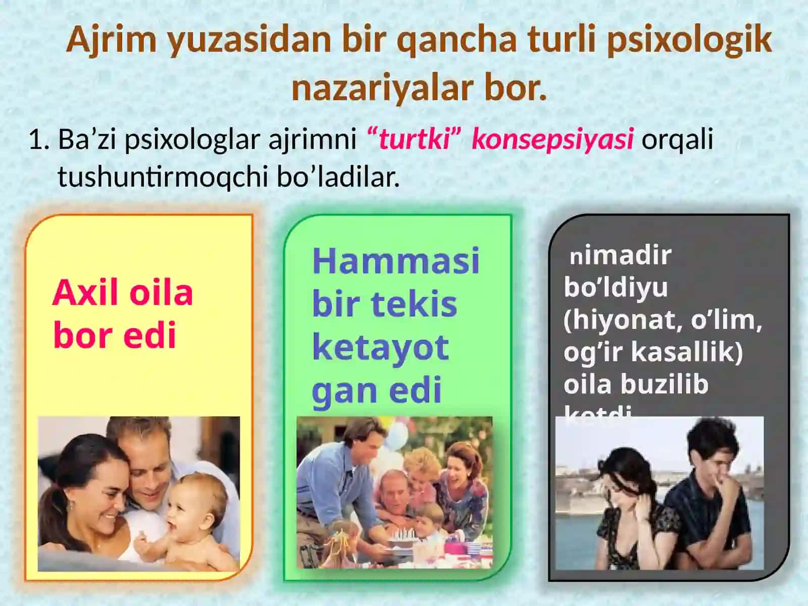 MAVZU: AJRALISH, UNING SABAB VA OQIBATLARI 4