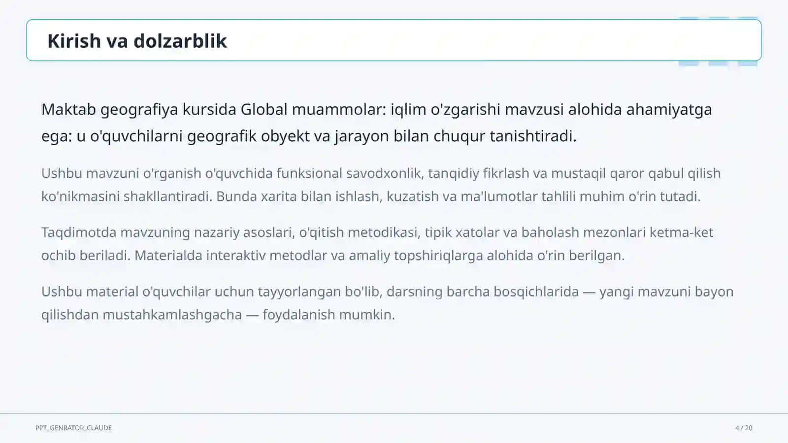Global muammolar: iqlim o'zgarishi (11-sinf) 4