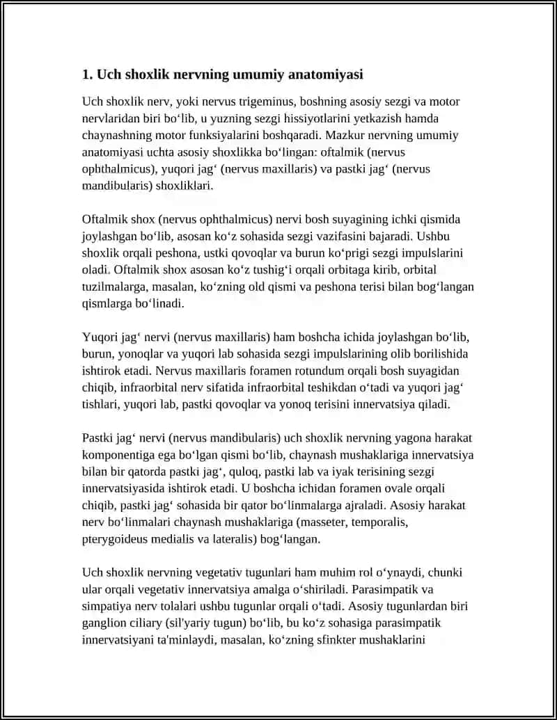 UCH SHOXLIK NERV. UCH SHOXLIK NERVLARNING VEGETATIV TUGUNLARI 4