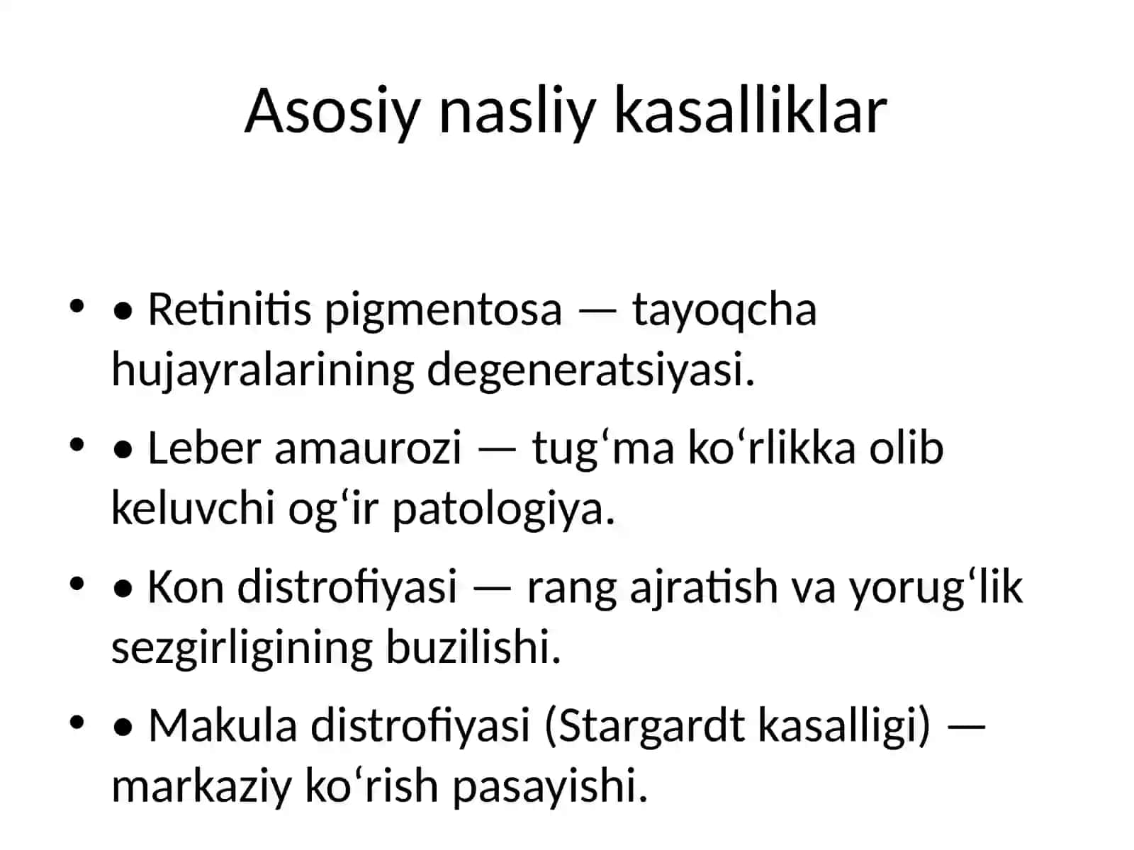 To‘r pardaning nasliy patologiyasi 4