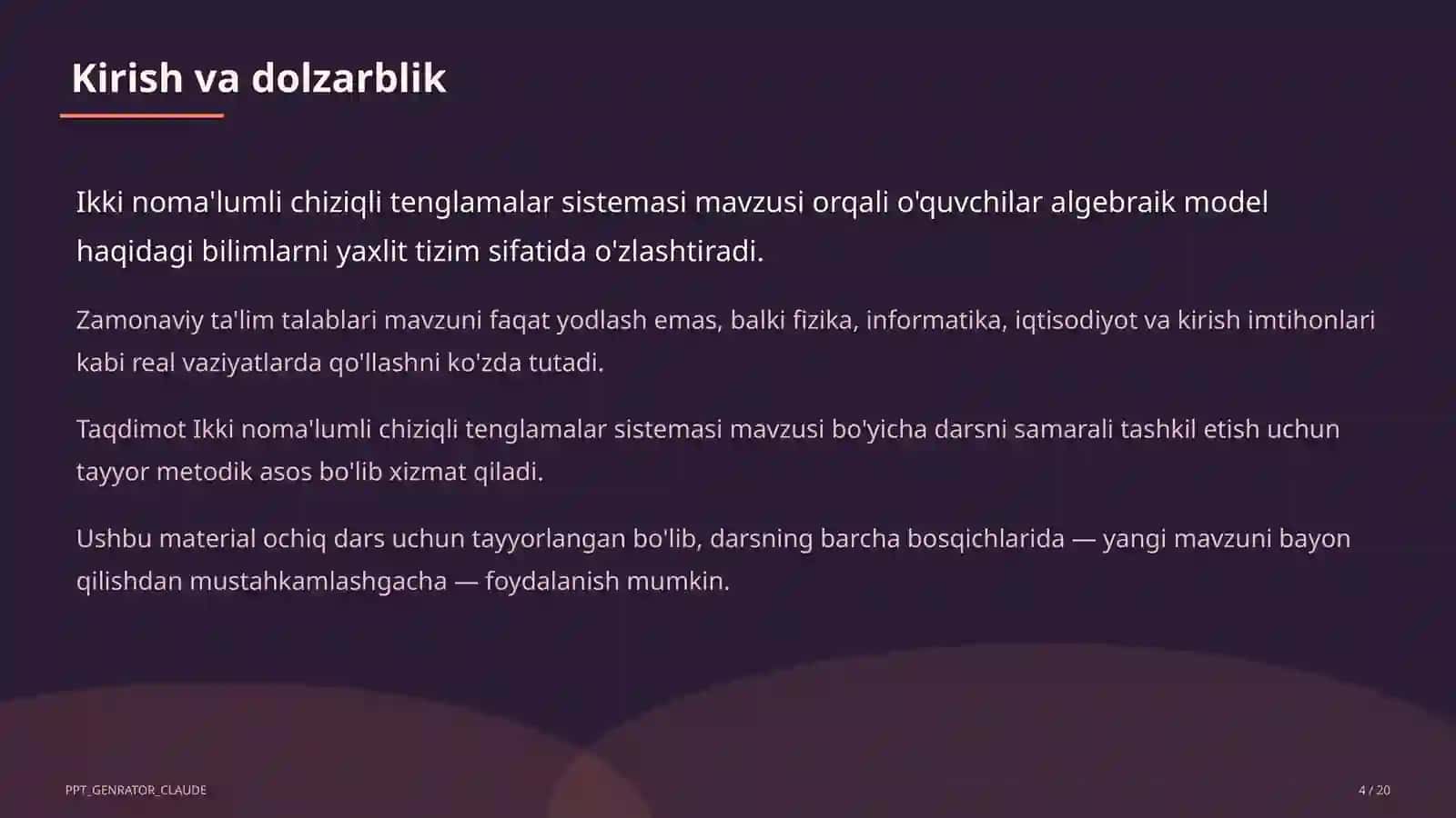 Ikki noma'lumli chiziqli tenglamalar sistemasi (7-sinf) 4