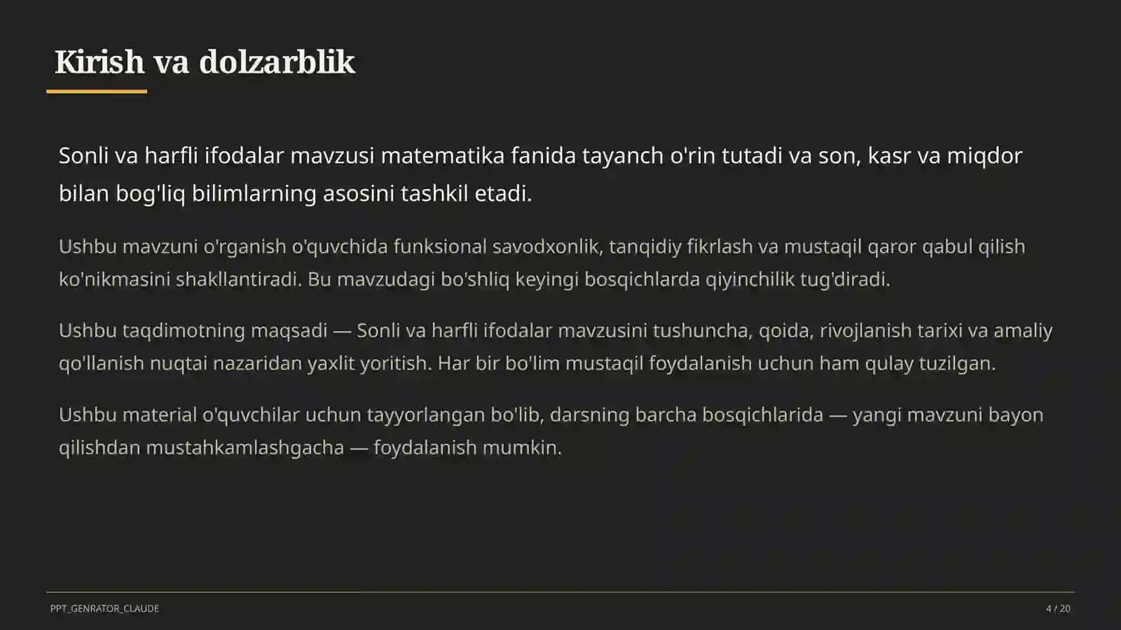 Sonli va harfli ifodalar (5-sinf) 4