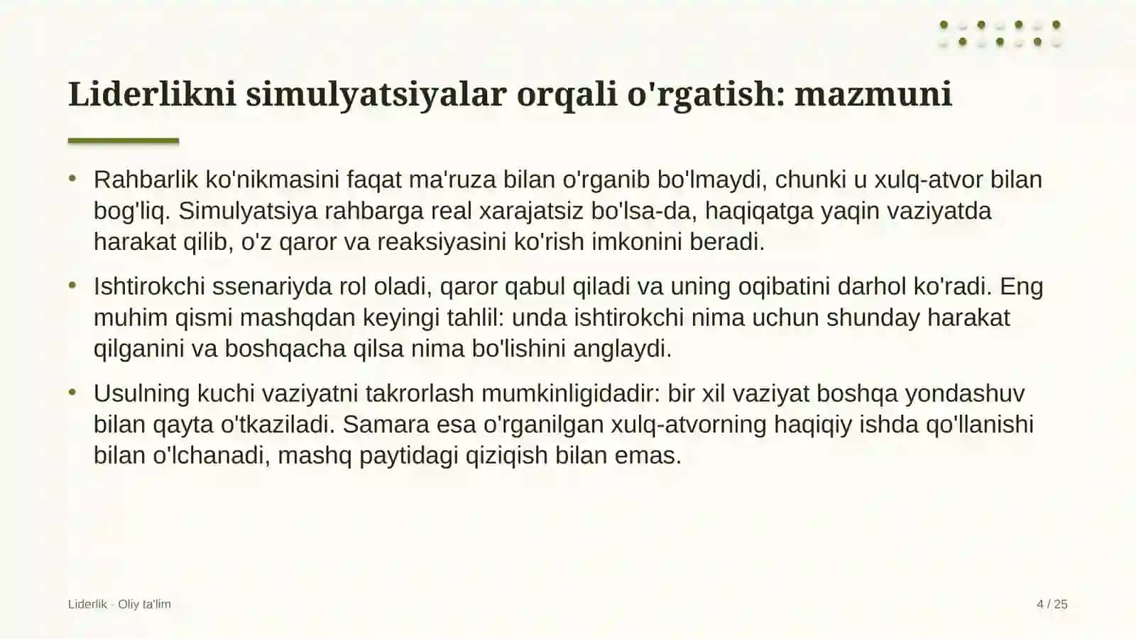 metropolitenda liderlik ko'nikmalarini simulyatsiyalar orqali o'rgatish 9399 4
