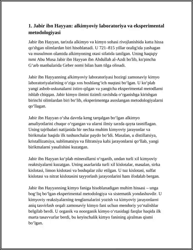 ALKIMYOGARLAR FAOLIYATINING KIMYONI RIVOJLANTIRISHDAGI ROLI MASHHUR ARAB ALKIMYOGARLARI 4