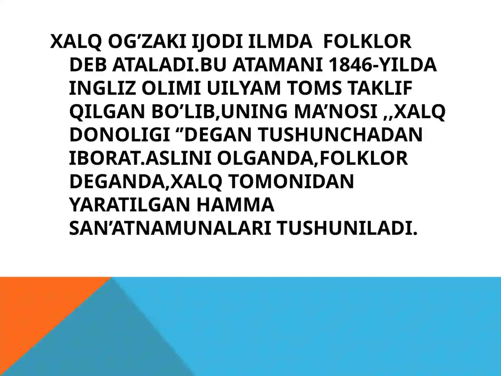 FOLKLORSHUNOSLIKKA OID VIDEO MATERIALLAR, SSENARIYLAR YARATISH 4