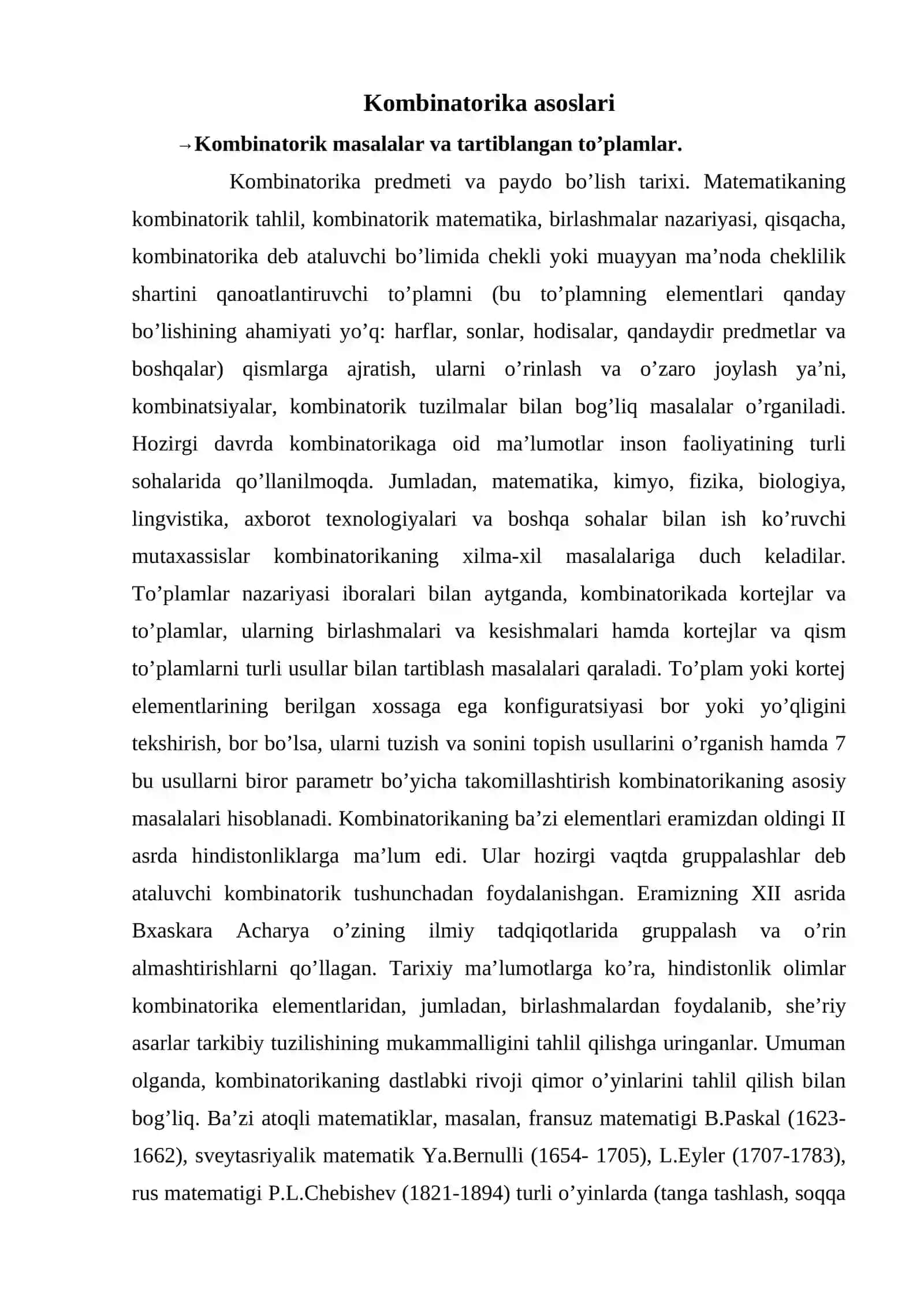 Bo’laklashlar kombinatorikasi 4