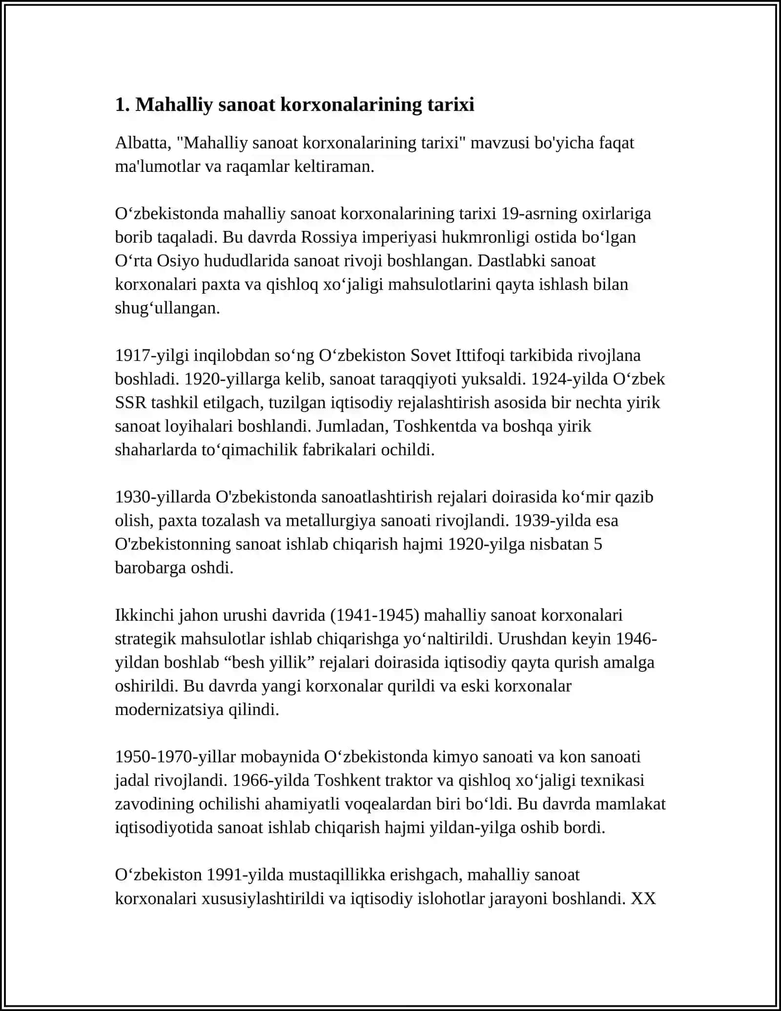 Mahalliy sanoat korxonalarining tarixi 4