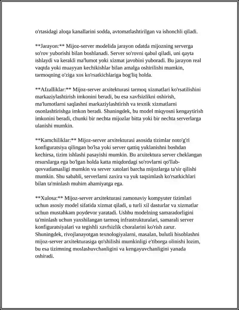 MIJOZ-SERVER ARXITEKTURASI 4