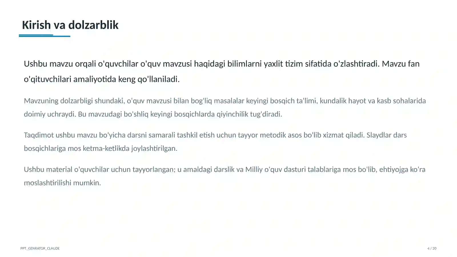 Boshlang'ich sinf o'qituvchilari uchun milliy sertifikat 4