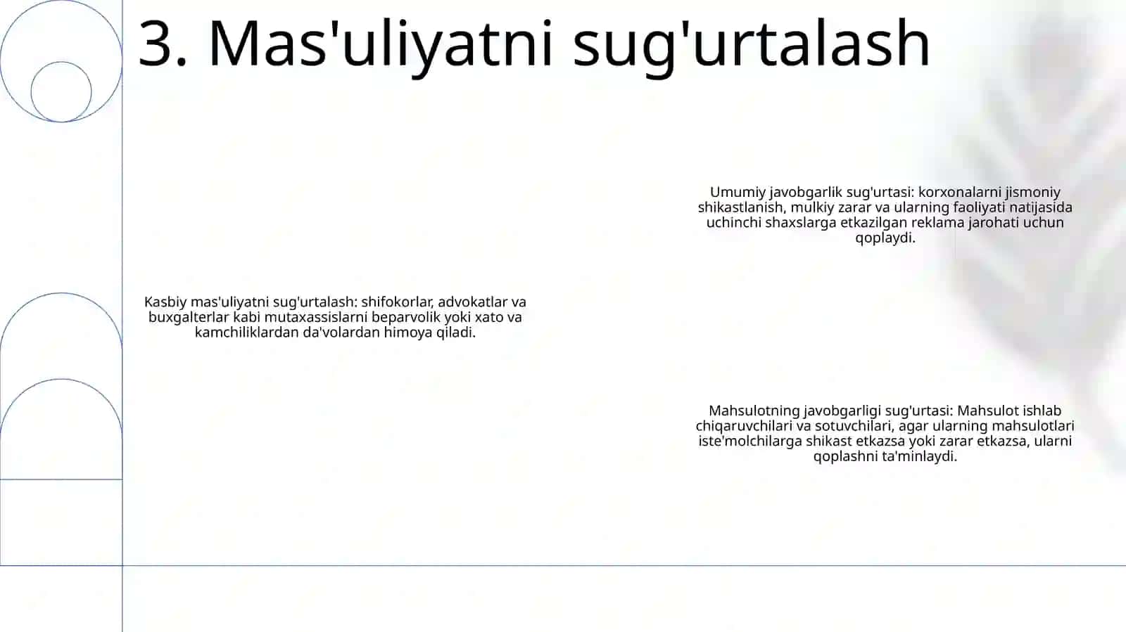 Sugurta Xizmatlaridan Foydalanish Sohalari Boyicha Tasniflash 4