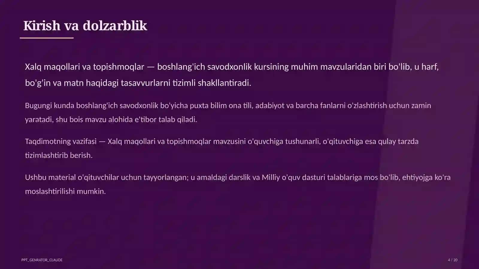 Xalq maqollari va topishmoqlar (2-sinf) 4