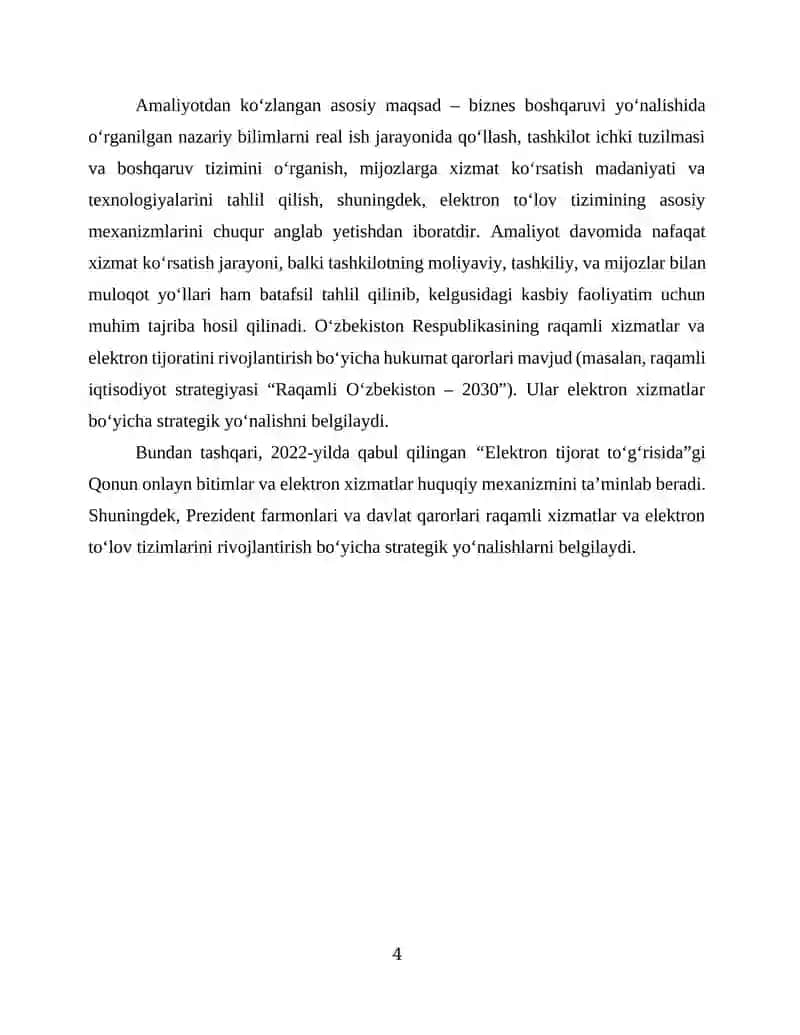 Amaliyot hisoboti(xizmat ko'rsatish uchun) 4