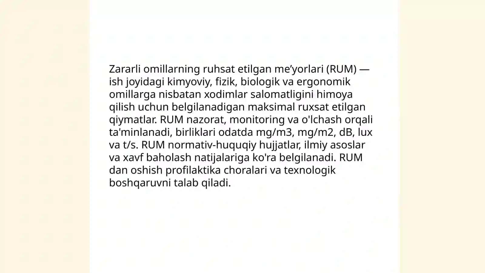 Zararli omillar tushunchasi va ruhsat etilgan meʼyorlari 4