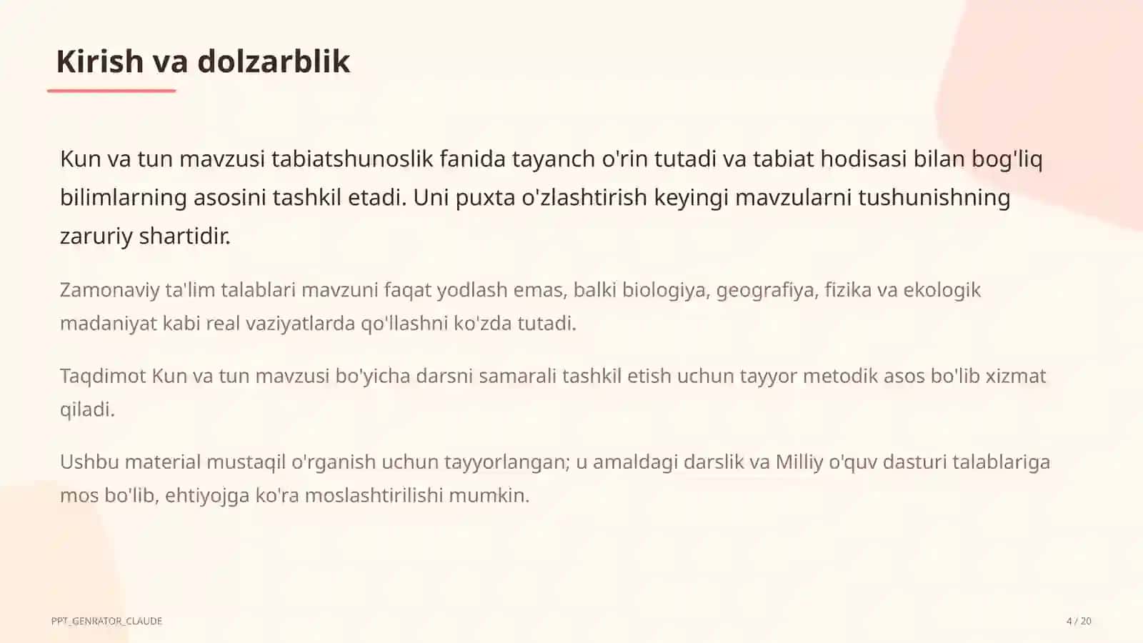 Boshlang'ich sinf: Tabiatshunoslik (1–4) 4