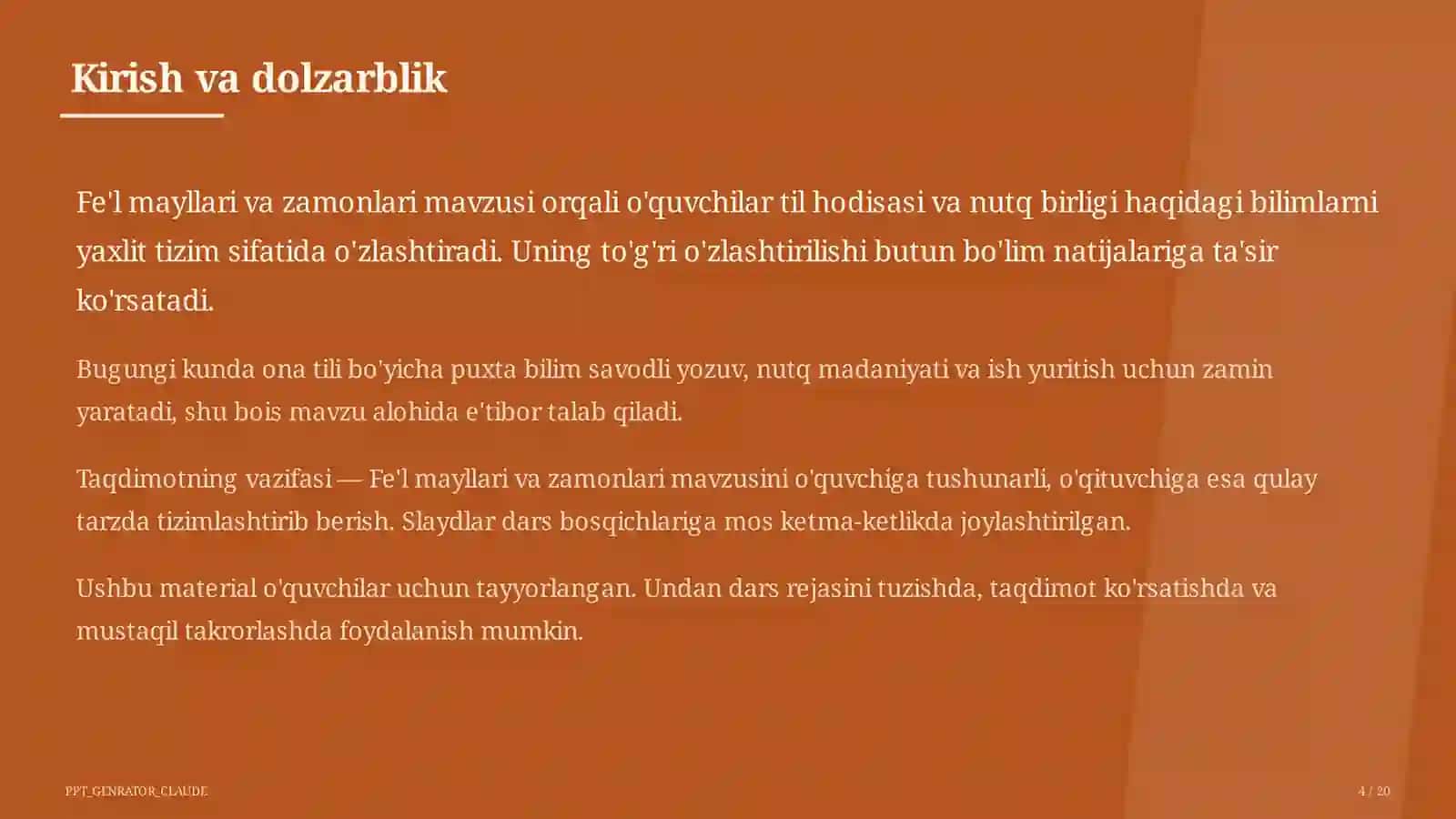 Fe'l mayllari va zamonlari (7-sinf) 4