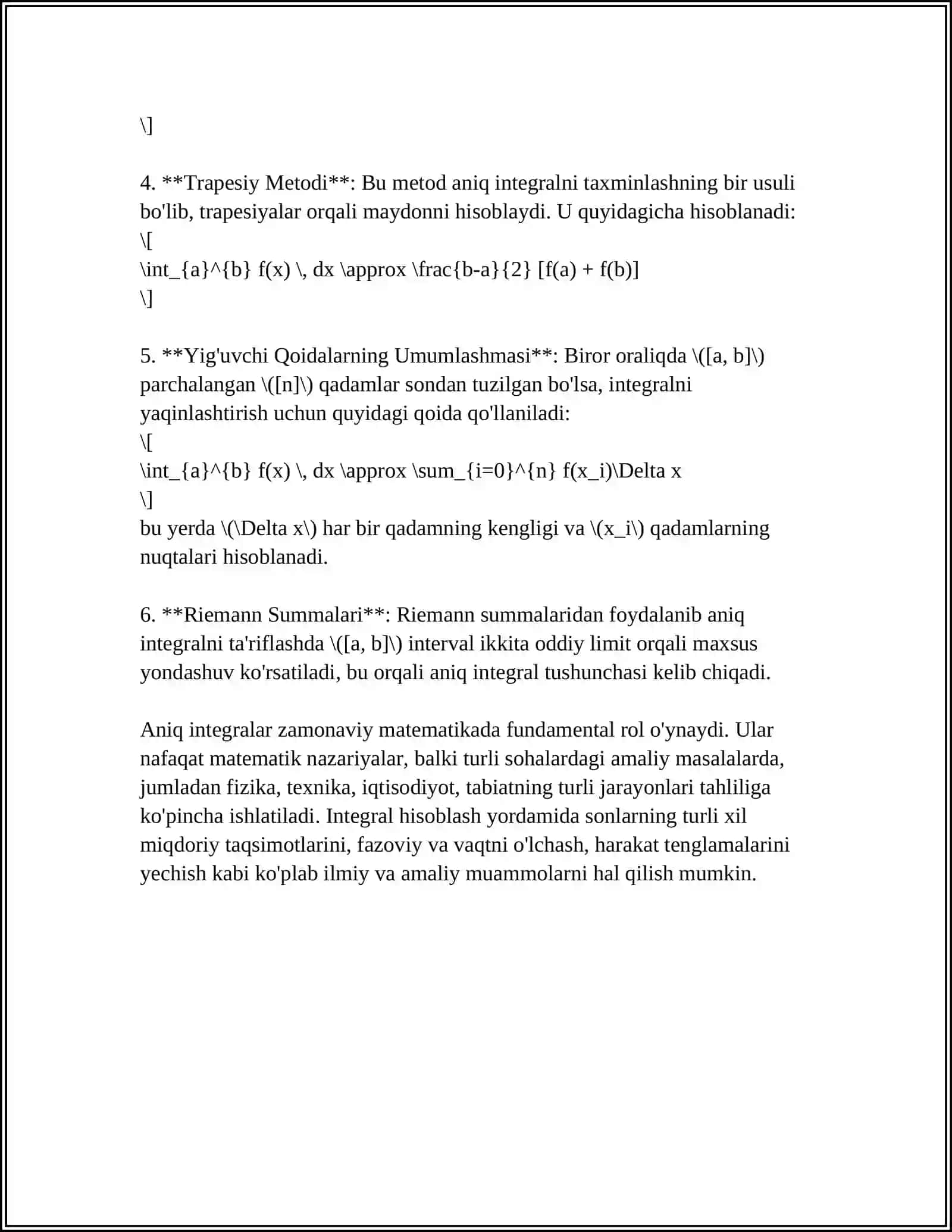 ANIQ INTEGRALNING TADBIQLARI 4