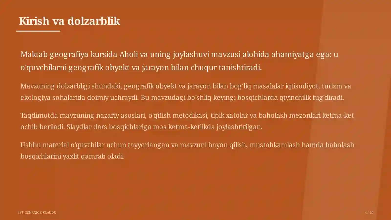 Aholi va uning joylashuvi (6-sinf) 4
