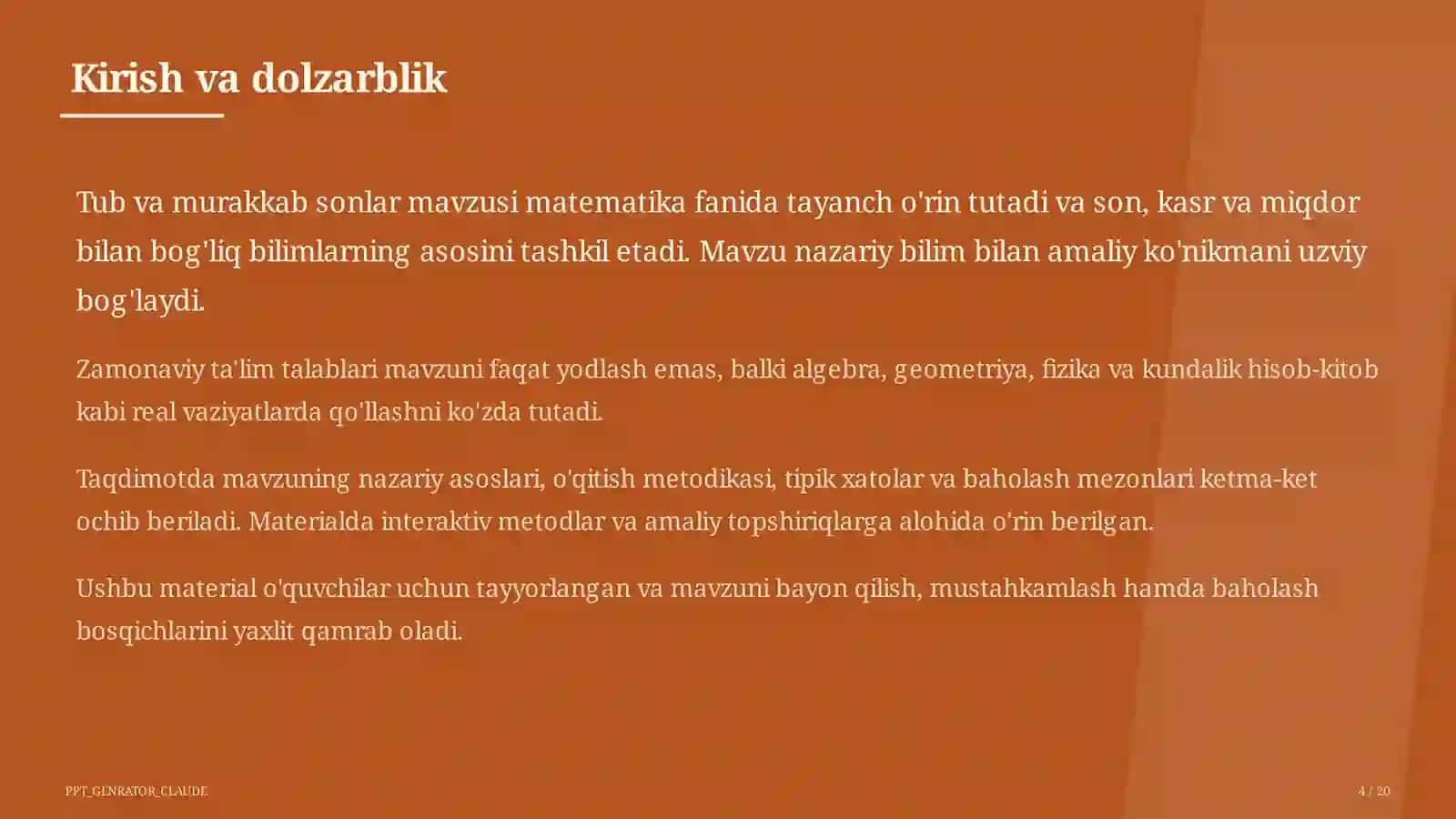 Tub va murakkab sonlar (5-sinf) 4