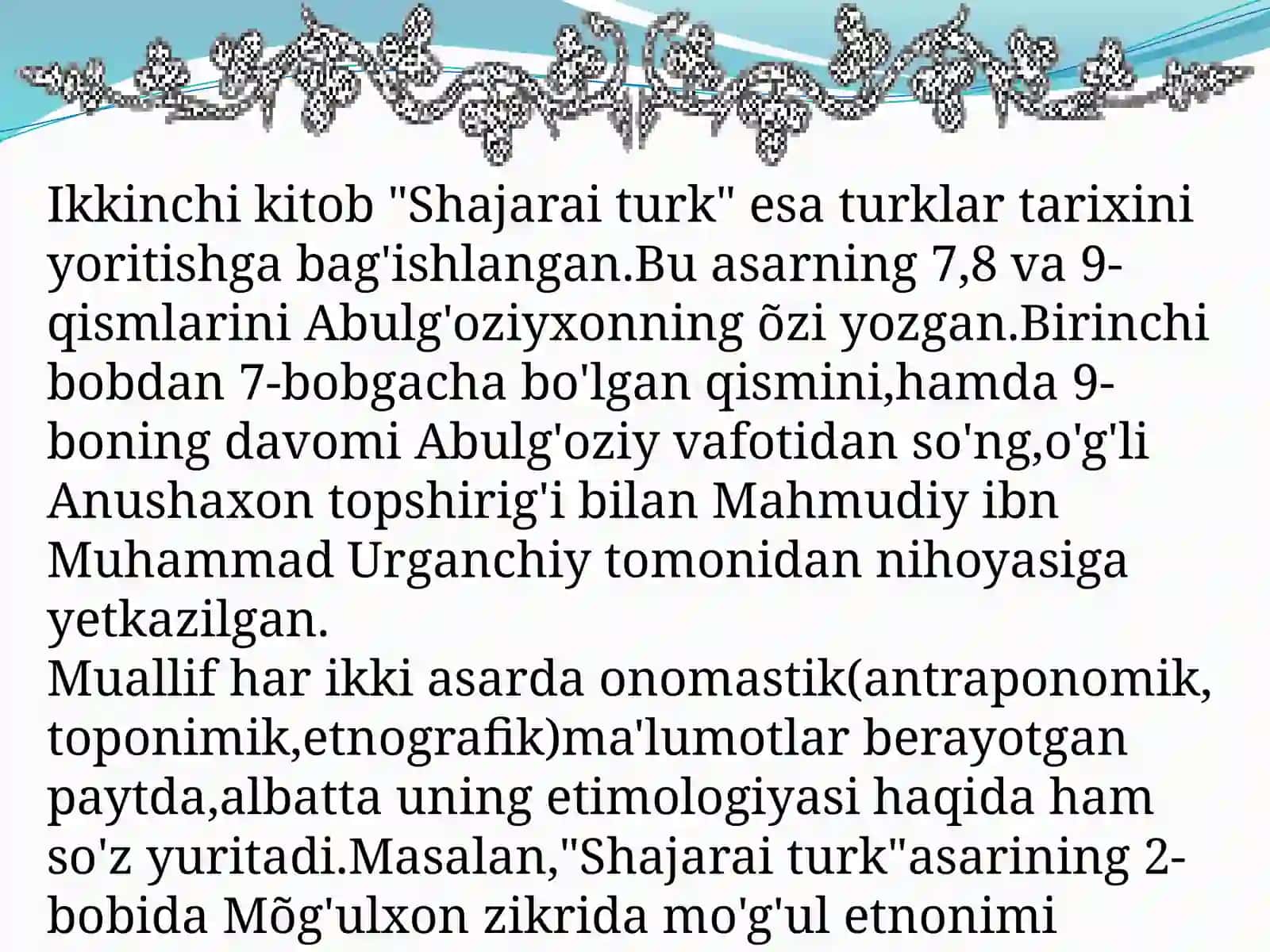 Abulg'oziy Bahodirxonning lingvistik qarashlari 4
