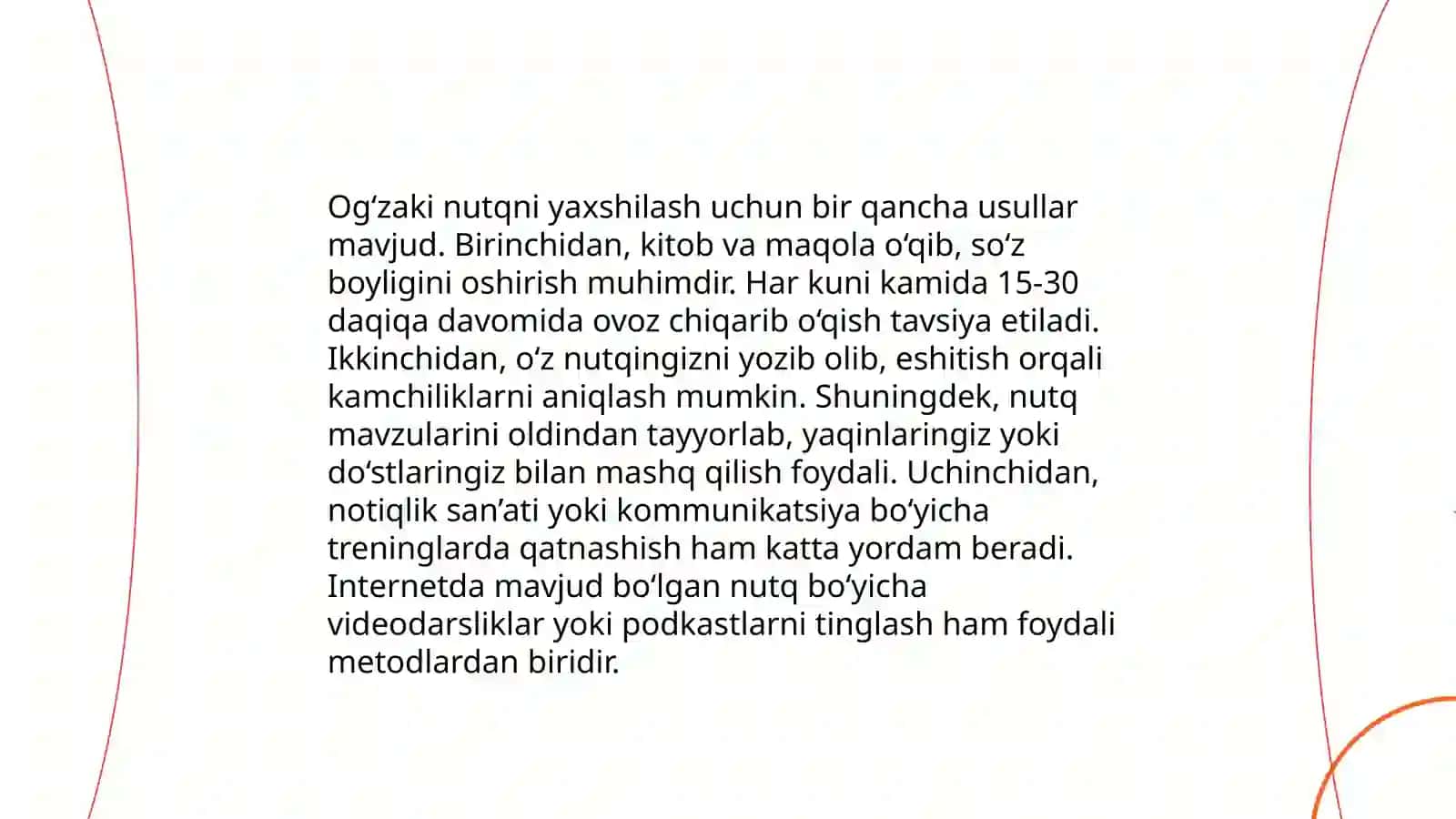Yozma va ogʻzaki muloqot koʻnikmalarini rivojlantirish 4