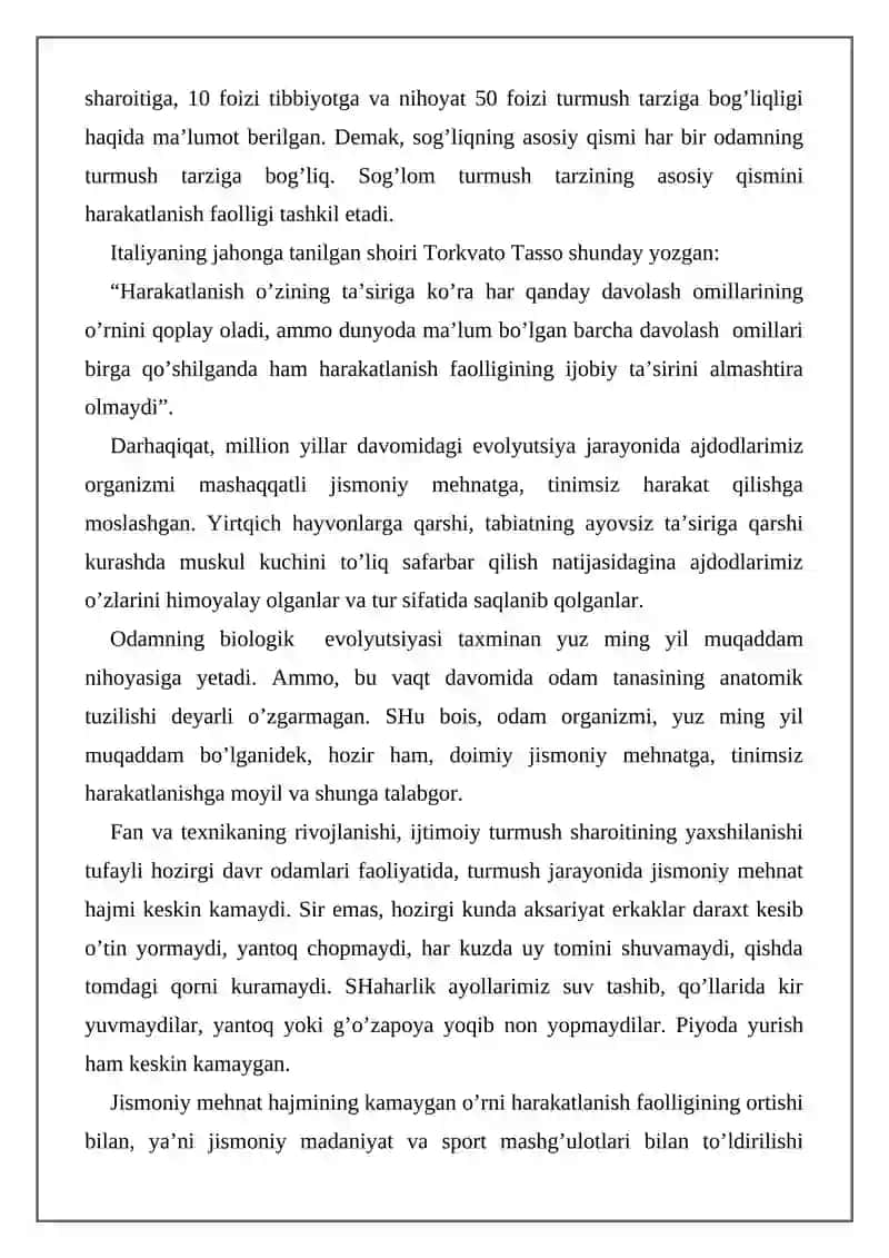 O'rta me'yorli muskulli faol harakatchanlikni organizmga ta'siri 4