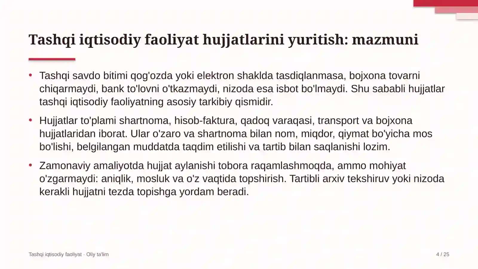 davlat byudjeti tizimida tashqi iqtisodiy faoliyat hujjatlarini yuritish 6548 4
