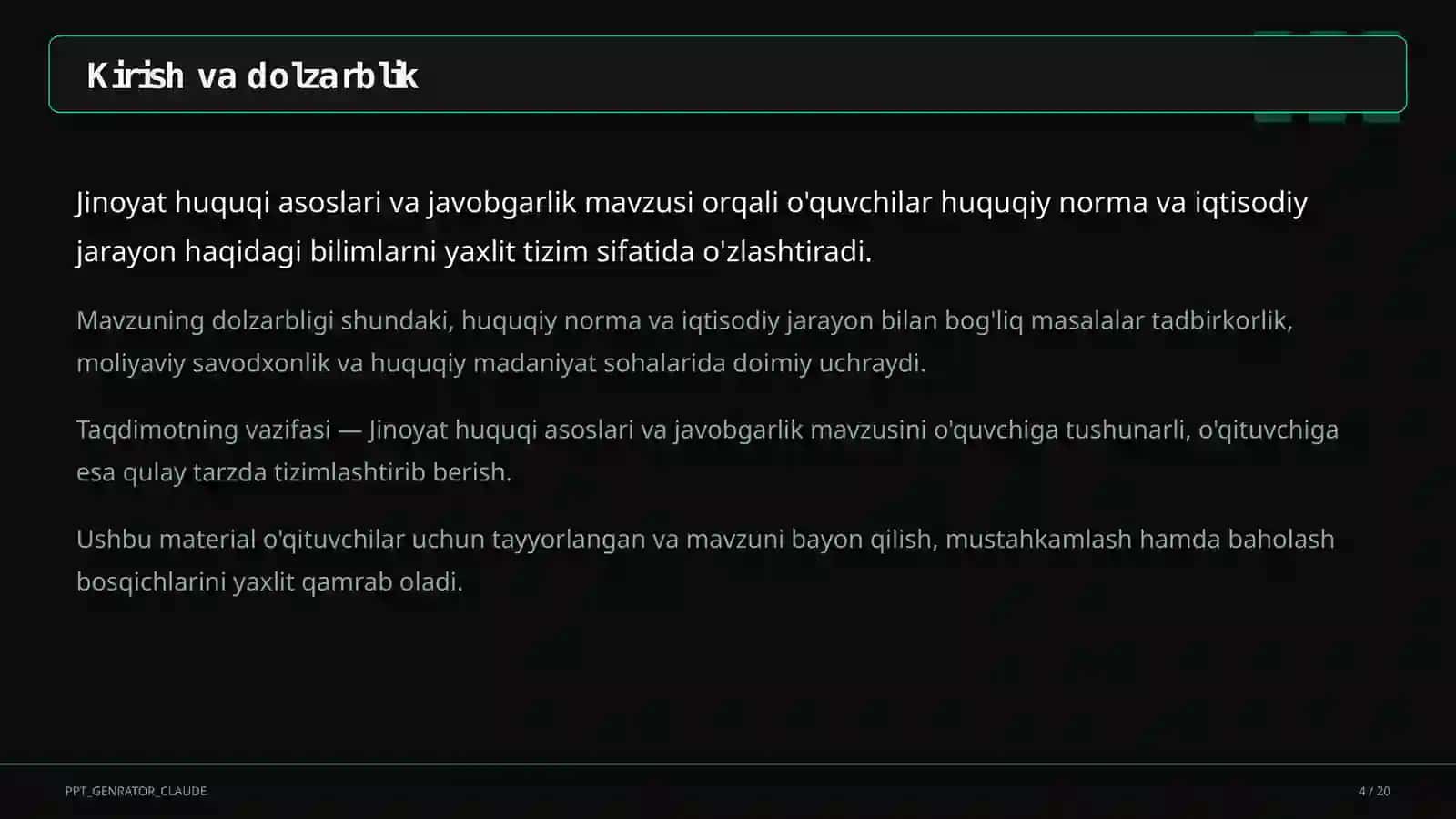 Jinoyat huquqi asoslari va javobgarlik (10-sinf) 4