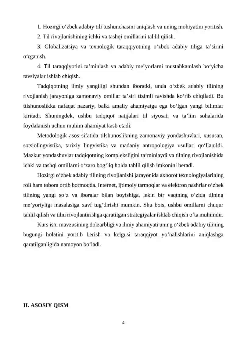HOZIRGI O’ZBEK ADABIY TILI TARAQQIYOTINI BELGILOVCHI OMILLAR 4