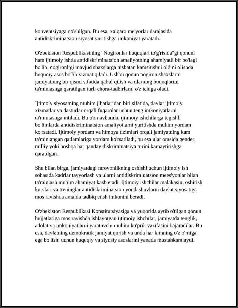 IJTIMOIY ISHDA ANTIDISKRIMINATSION AMALIYOT 4