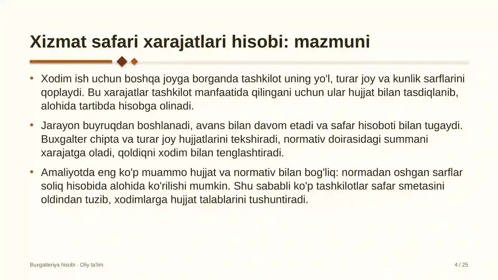 Xususiy universitetlarda xizmat safari xarajatlari hisobi 4