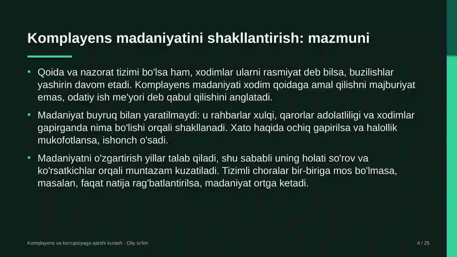 Avtomobil bozorlarida komplayens madaniyatini shakllantirish 4