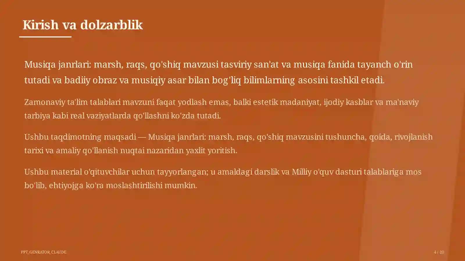 Musiqa janrlari: marsh, raqs, qo'shiq (4-sinf) 4