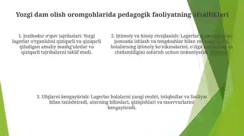 Yozgi Dam Olish Oromgohlarida Pedagogik Faoliyatni Tashkil Etish 4