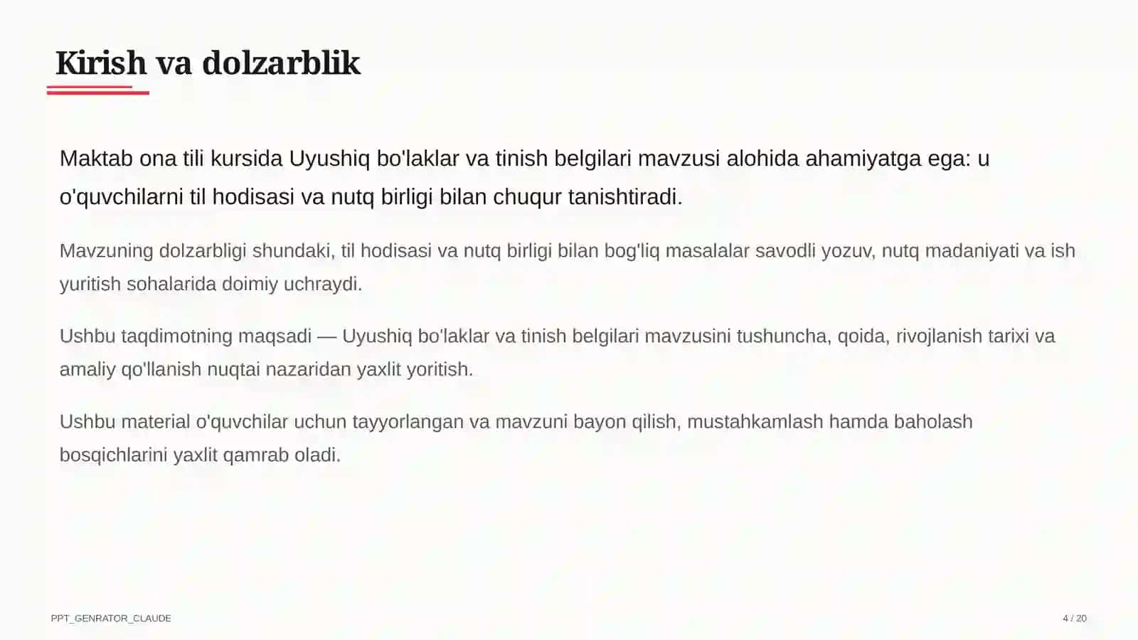 Uyushiq bo'laklar va tinish belgilari (8-sinf) 4