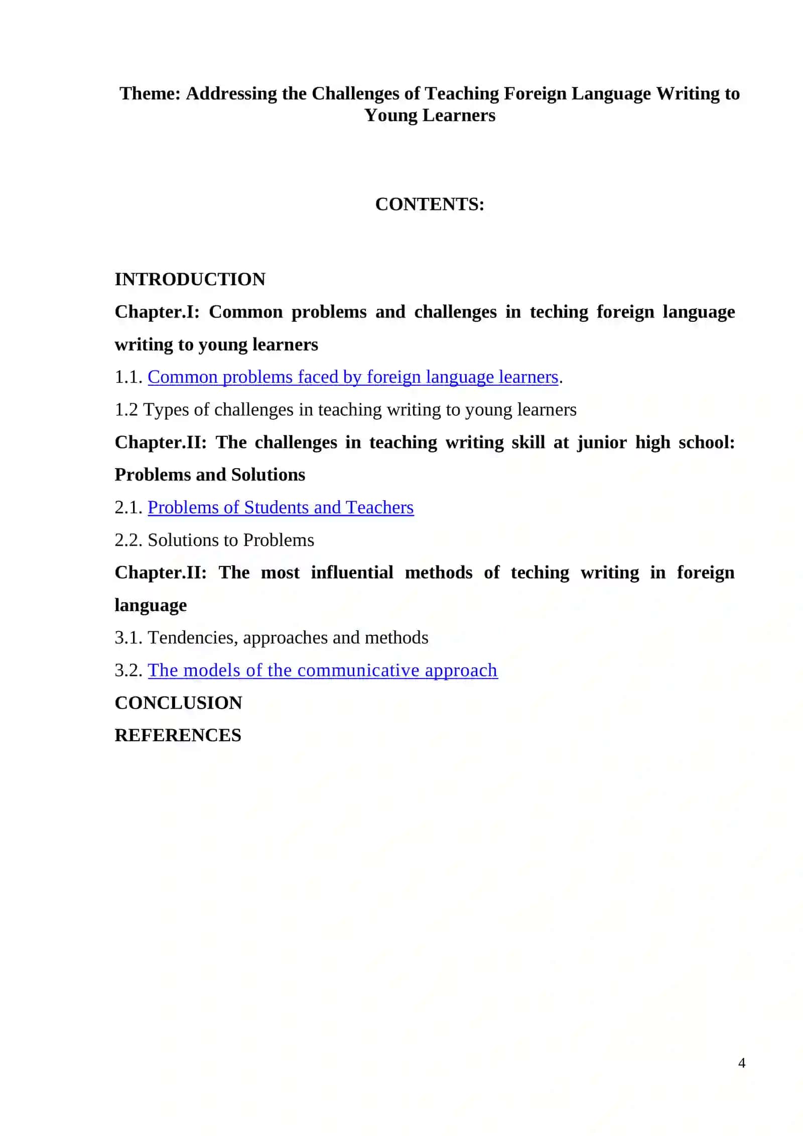 COURSE PAPER IN TEACHING FOREIGN LANGUAGES AND METHODOLOGY 4