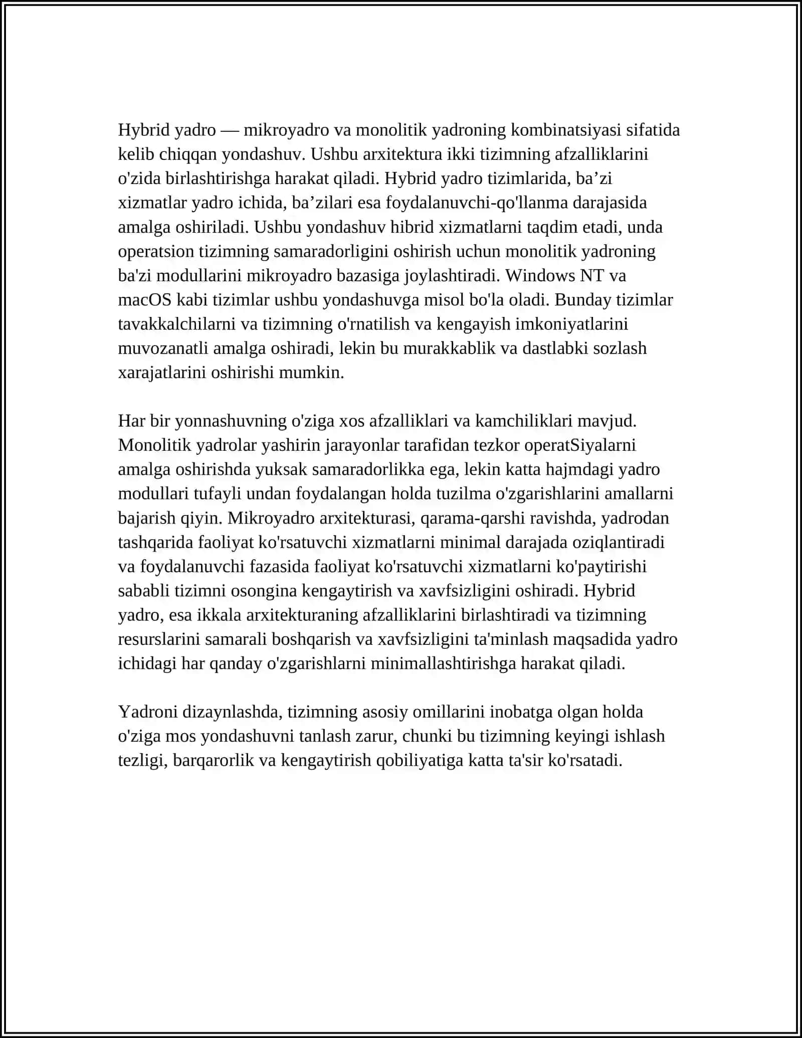 ZAMONAVIY OPERATSION TIZIMLARNING QIYOSIY TAHLILI 4