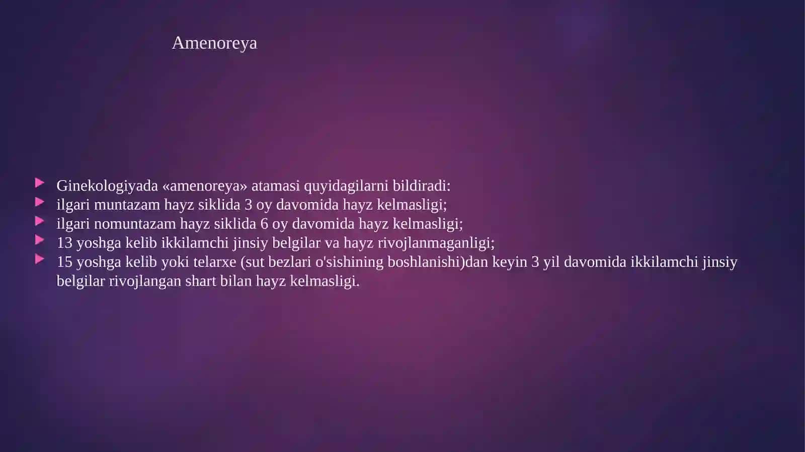 Hayz sikli buzilishlari va amenoreya 4