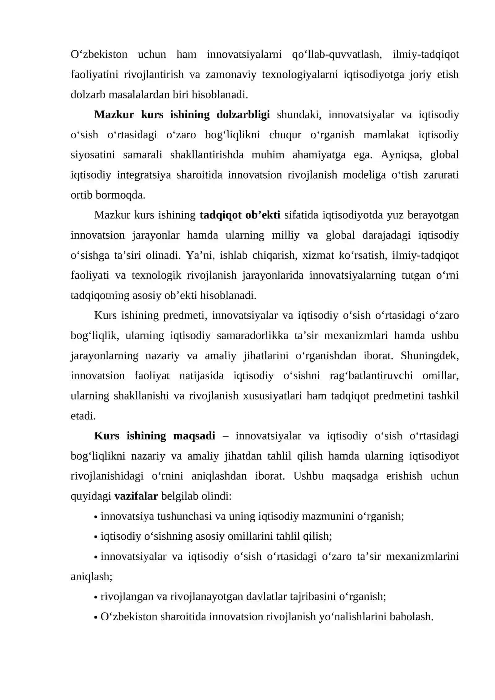 Innovatsiyalar va iqtisodiy o‘sish o‘rtasidagi bog‘liqlik 4