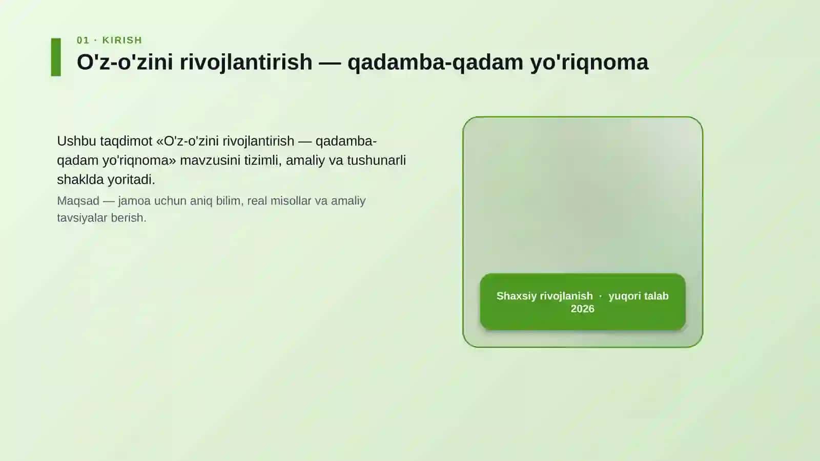 O'z-o'zini rivojlantirish — qadamba-qadam yo'riqnoma 4