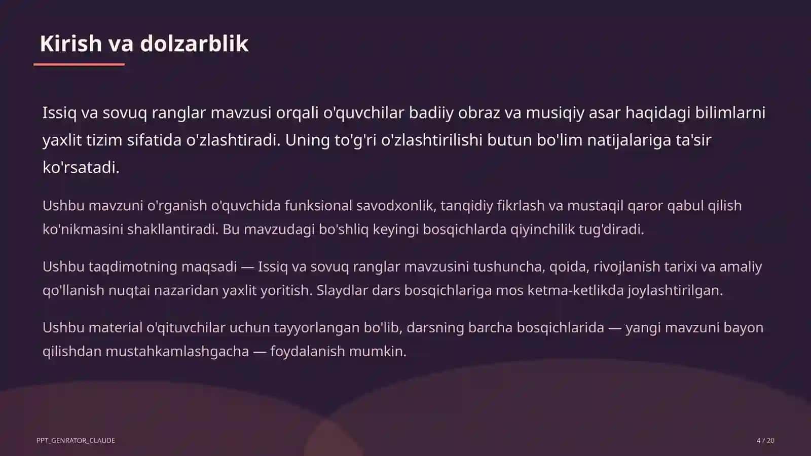 Tasviriy san'at va musiqa (1–7) — o'qituvchilar uchun 4