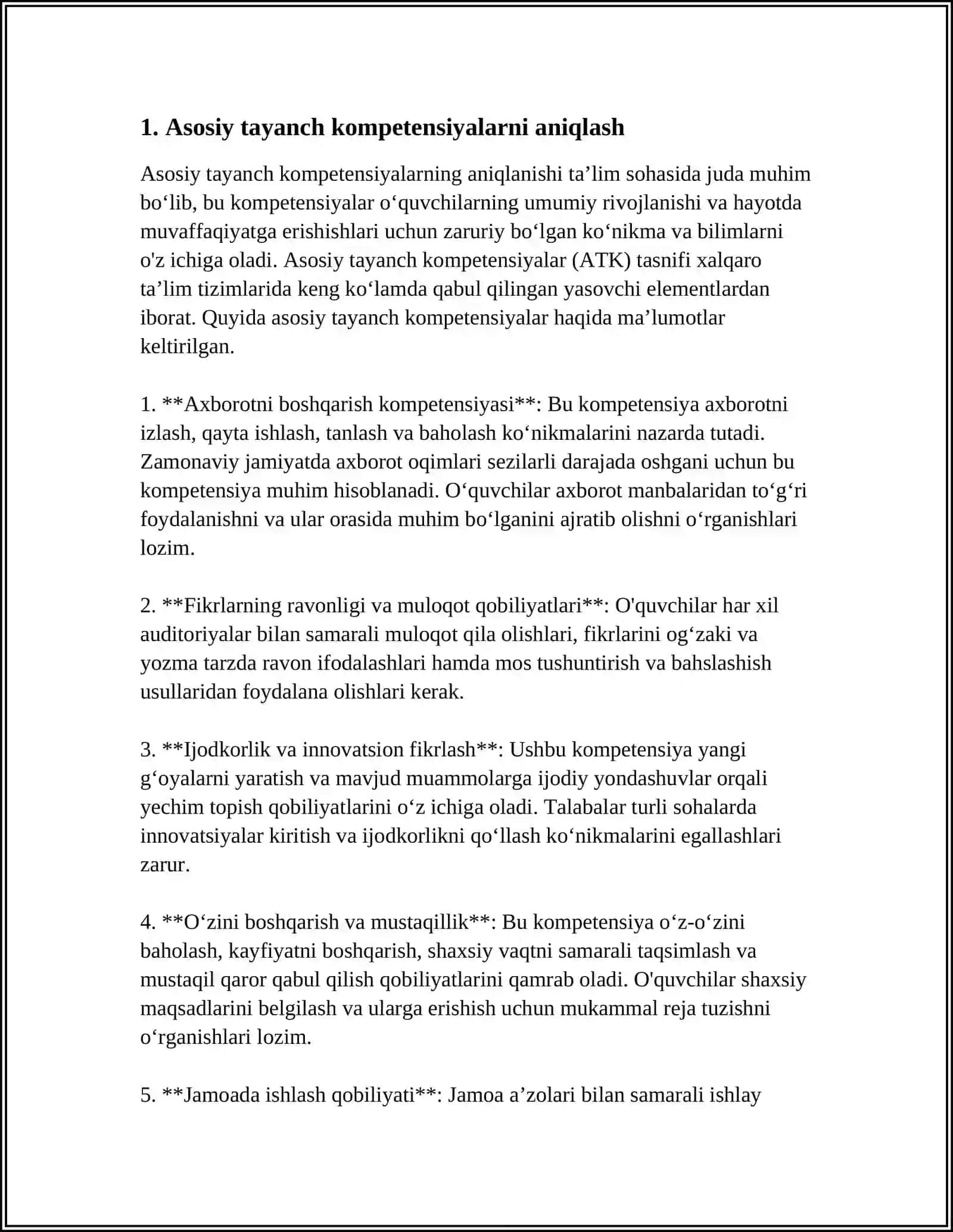 TAYANCH KOMPETENSIYA VA RIVOJLANISH KOMPETENSIYASI 4