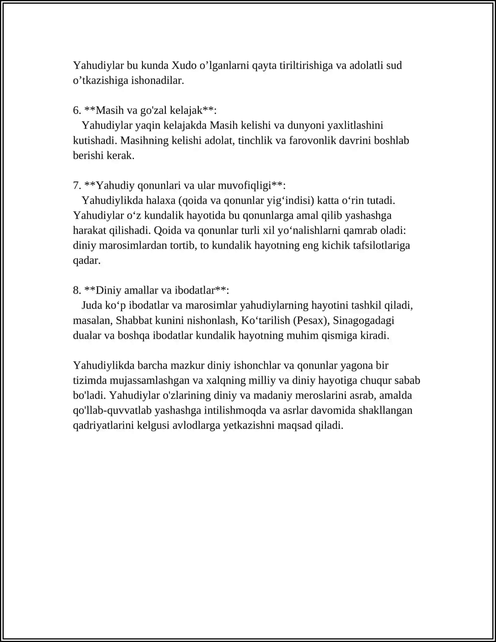YAHUDIYLIK TA'LIMOTI, AN'ANA VA MAROSIMLARI 4