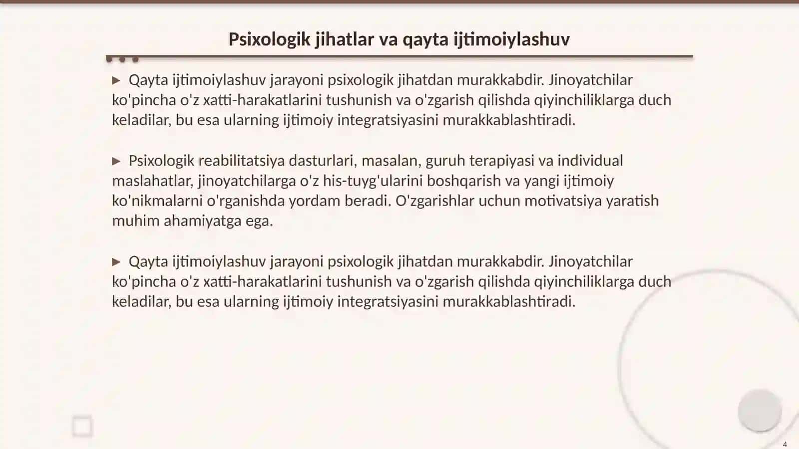 Jinoyatchi shaxsning qayta ijtimoiylashuvi 4