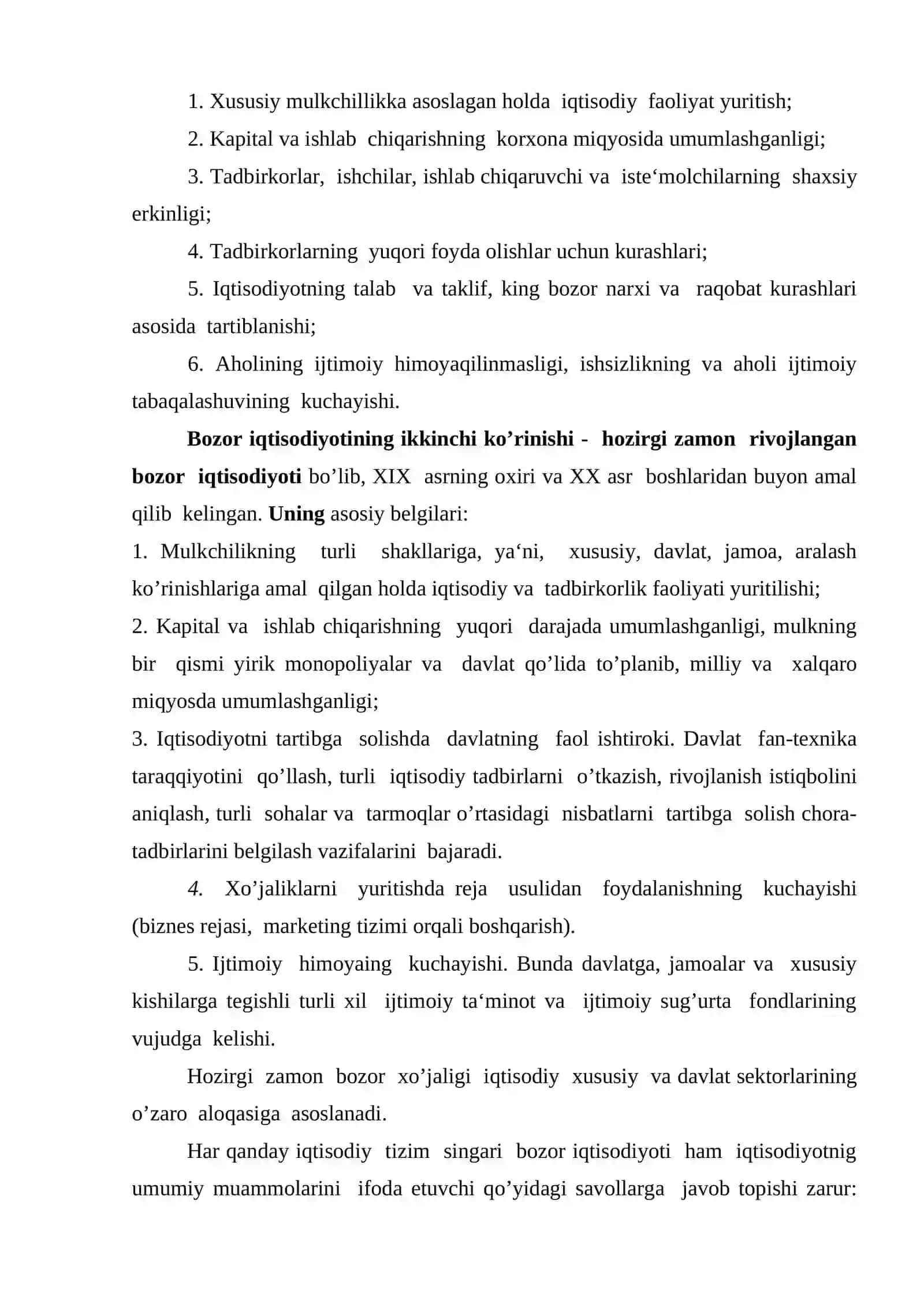 Bozor iqtisodiyotining mazmuni va amal qilishi 4